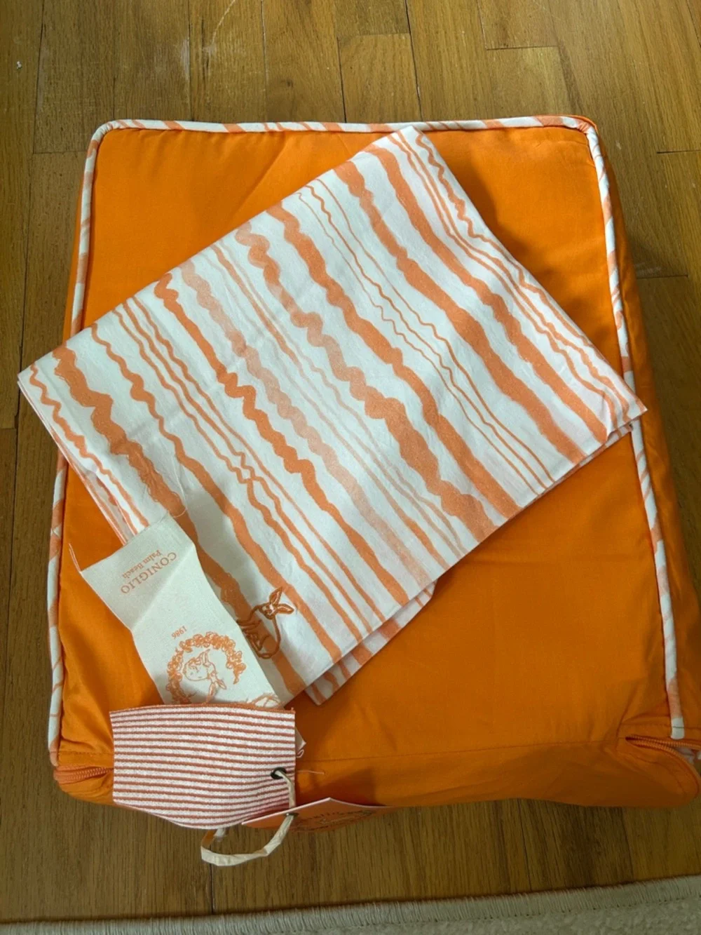 Coniglio‎ Palm Beach Cabana striped Orange Striped Cotton twin sheet set